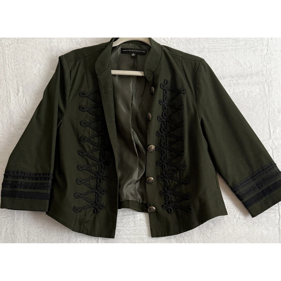 Torrid Insider Collection Military Style Jacket Green Black Trim Buttons Size 0 - Image 4 of 4