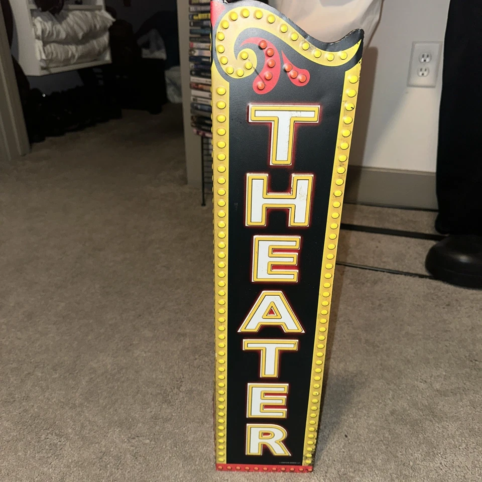 Theater Metal Hanging Sign Cinema 2 Sided Neon Look Game Room Man Cave - Image 2 of 4