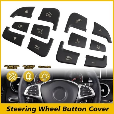 Steering Wheel Multi-Function Button Cover Black Silver For Benz GLA 2017-2019