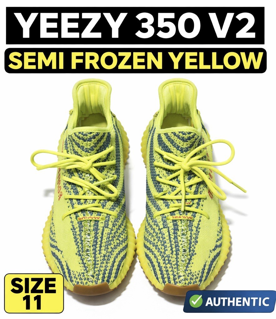 Adidas Yeezy Boost 350 V2 Low Semi Frozen Yellow Knit Men's 11