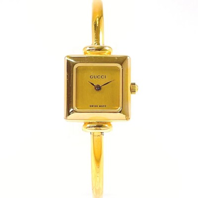 Gucci Watch 1900L Gold Dial Square Quartz Watch Authentic Used Working Condition