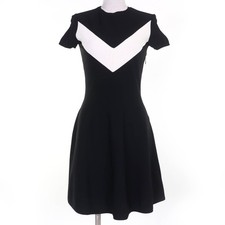 Excellent VALENTINO one piece V logo design knit dress black Rayon Women S