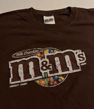Vintage 2009 M&M’s Chocolate Candy Mars Y2K Logo SS T-Shirt XL Brown OFFICIAL