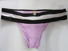 NWT Pilyq Lilac M Color Block Banded Cheeky Bikini Swim Bottom 115689