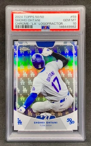 2024 Topps Chrome 50/50 SHOHEI OHTANI LA Logofractor Refractor SP /50 Gem PSA 10