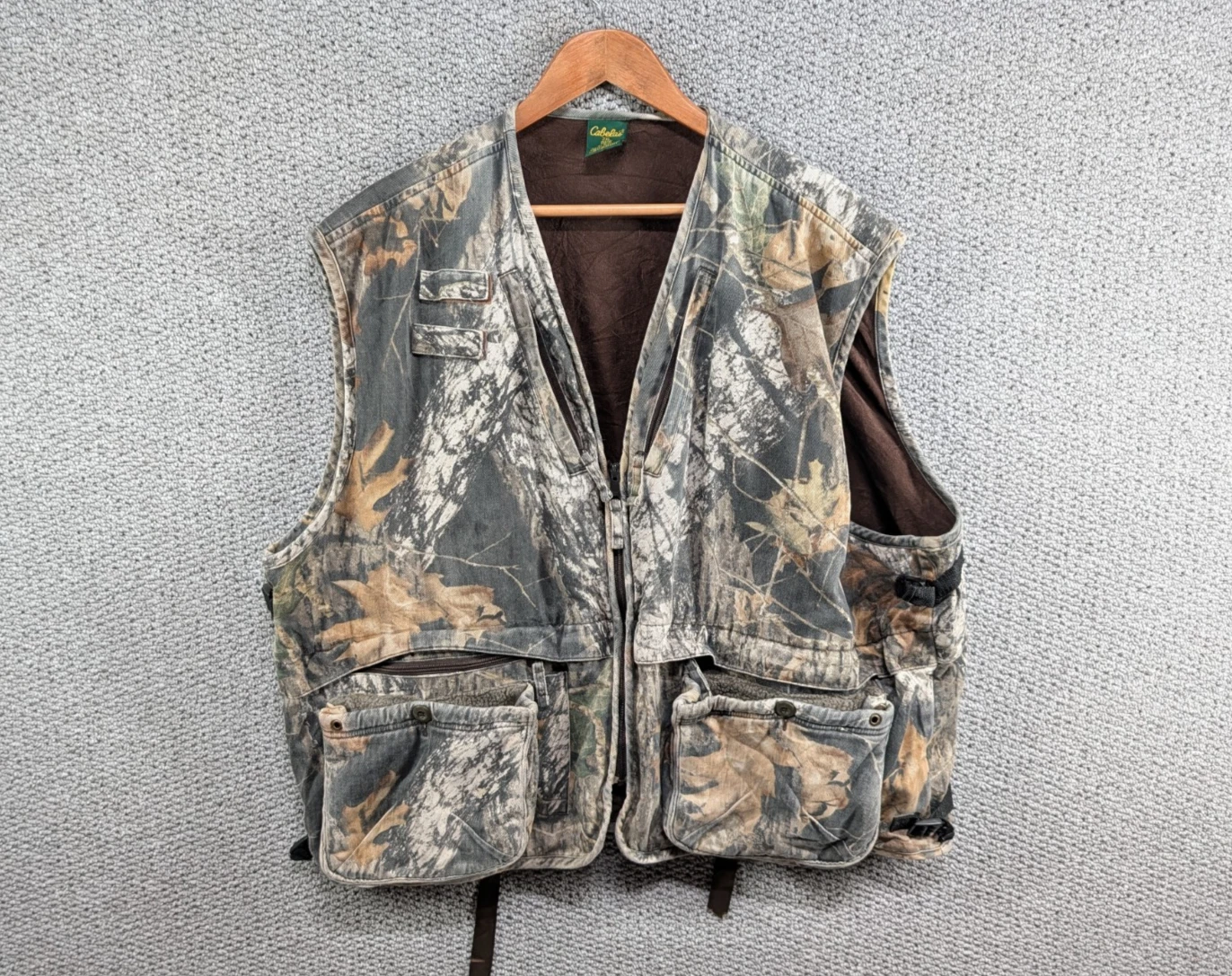 Cabela's Vintage Mossy Oak Realtree Camo Outdoor Hunting Lined Vest 2XL