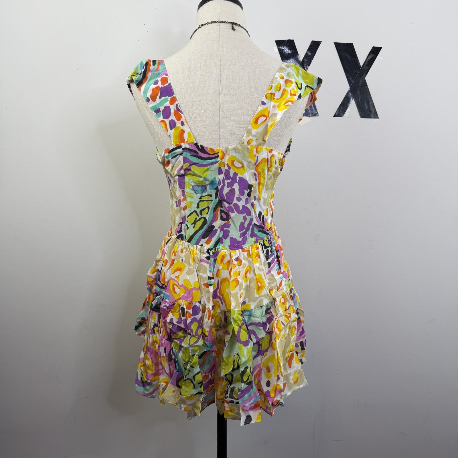 Vanessa Mooney Elisabeth Bustier Romper Mini Dress  Rare 80s Print NWT S image 3