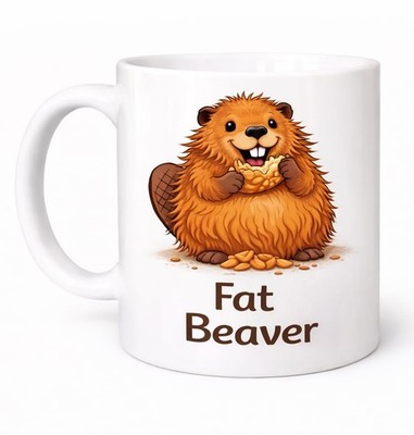 Fat Beaver Becher Brew Crew Geschenke weiß Keramik 11 Unzen spülmaschinenfest