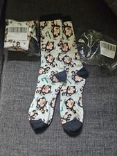 New small Size monkey socks White Black Green 2 Pair A3