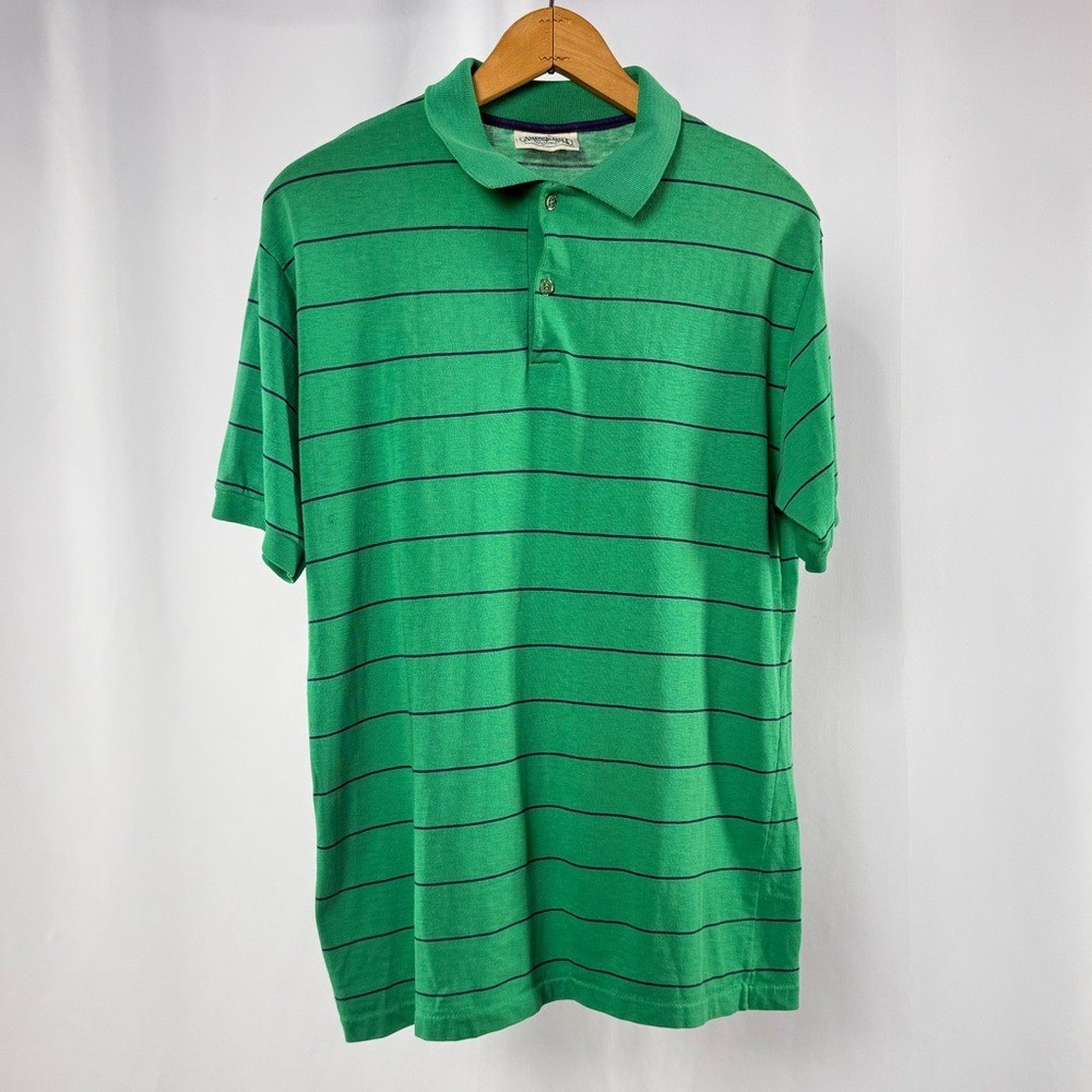Vintage American Eagle Outfitters Short Sleeve Stripe Polo Shirt in Green XL