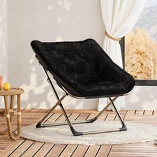 Comfy Saucer Chairs Foldable Chairs 300 LB Capacity Soft Faux Fur Lazy Chair