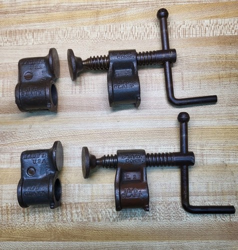 2 Vintage Hartford Clamp Co. 1/2" Pipe Clamps Nice