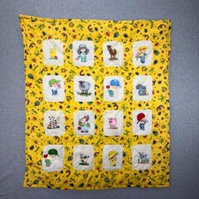 Handmade Baby Quilt Barnyard Animals Farm Yellow Bug Fabric 36x31