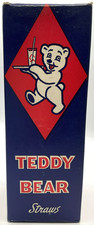 Vintage c1950s Teddy Bear 10 1/4-inch Soda Shop Straws Cardboard Box Premier Ind