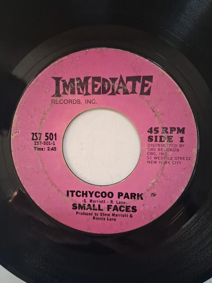 45 RPM Vinyl Record Small Faces Itchycoo Park Immediate Records VG - Image 2 of 4