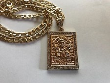 Jesús Malverde Oro Laminado Medalla con Cadena Dije Sinaloa Nuevo Piedras