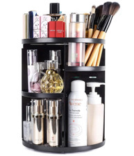 360 Rotating Makeup Organizer Adjustable Spinning Holder Large Capacity Black