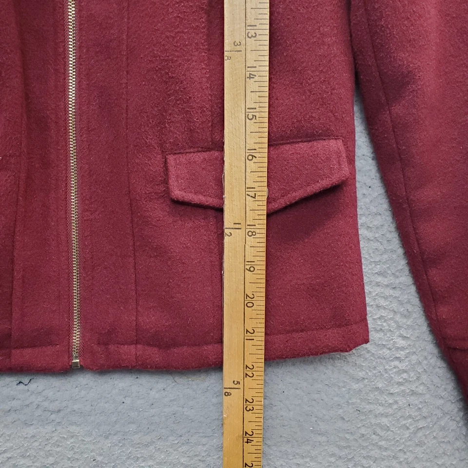 Chaqueta Blazer Bebe Mujer Mediana Borgoña Forrada Solapa Bolsillos Pico Solapa Cremallera Completa Foto 3 de 4
