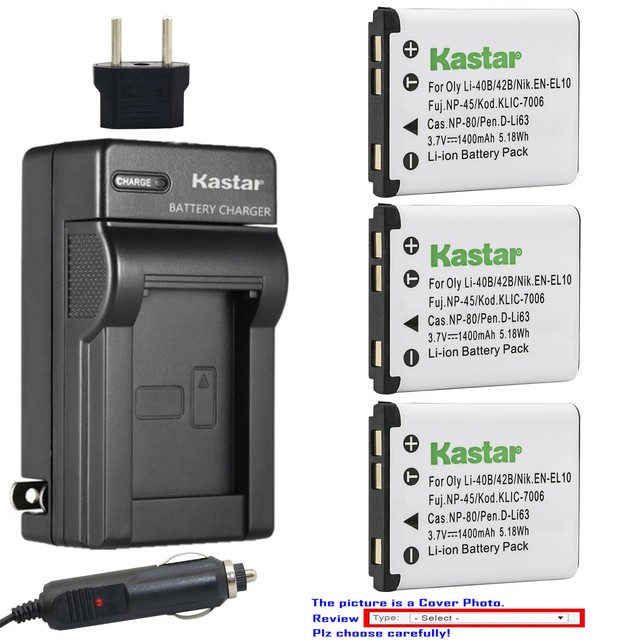 Kastar Battery AC Travel Charger for Aldi Traveler XS40 XS400 XS4000