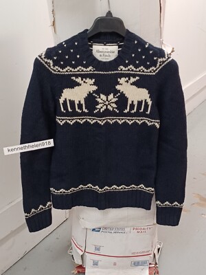 ABERCROMBIE & FITCH GOTHICS MOUNTAIN CREWNECK SWEATER NAVY BLUE