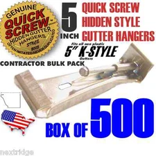 500 PREMIUM GRADE ALUMINUM 5" INCH QUICK SCREW HIDDEN GUTTER HANGERS WITH CLIP