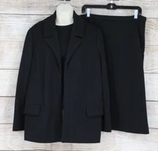VINTAGE Betty Rose Stevens Hockanum Knits Wool Womens Jacket Top Skirt Set Black