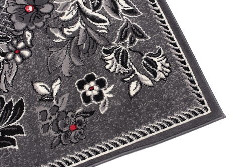 Teppich Kurzflor Grau Creme Modern Blumen Blätter Karo Designer Wohnzimmer Neu - Picture 5 of 12