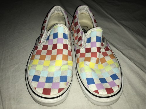 rainbow checkered vans size 7
