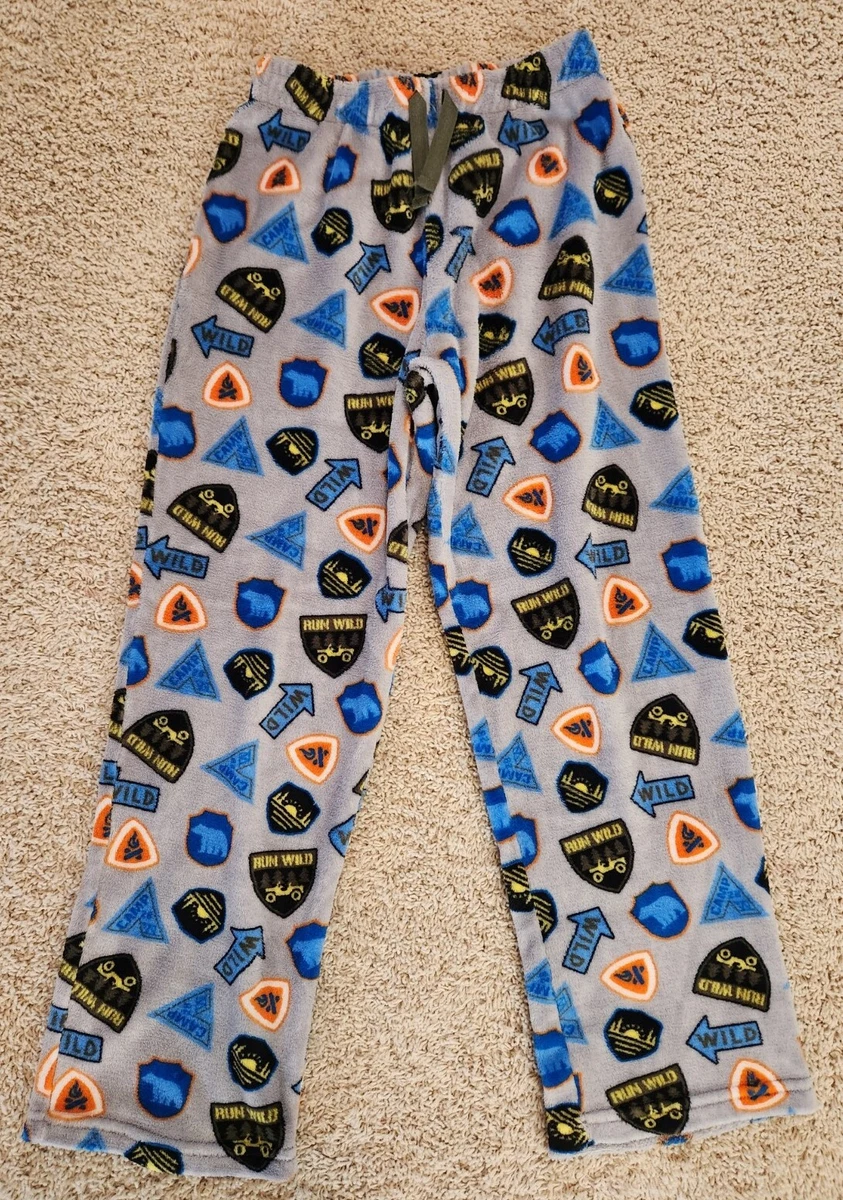 Member s Mark Boys Gray Fleece Pajama Pants 14 16 Camping Run Wild