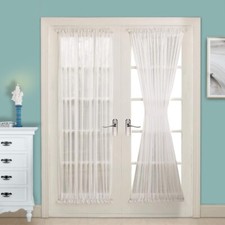 WARM HOME DESIGNS 2 Sheer French Door Curtains with 2 Tie-Backs in 3 Colors