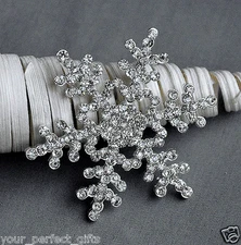 Luxury Large Wedding Bridal Brooch Pin Crystal Rhinestone Snowflake Winter BR194