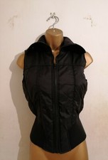 Urban Black Sleeveless Puffa Quilted Cardigan Gilet Jacket 6 8 10 12 Xs S M