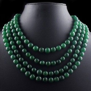 4 Strand Best Excellent Green Emerald 1126.00 Cts Necklace Jewelery VK 08 E601
