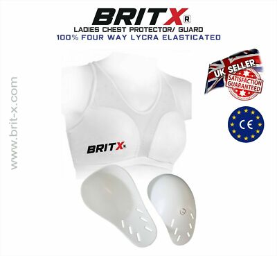BRITX Protège-poitrine Pour Femme – Karaté, Taekwondo, Boxe, MMA – Inserts En Polyéthylène 2 Mm – Blanc
