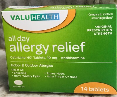 ValuHealth All Day Allergy Relief/Indoor/Outdoor Allergies-14 Tab-New(See Below)