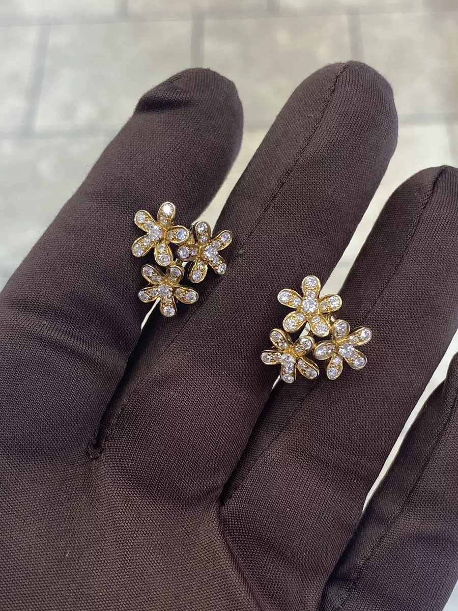 Diamond Flower Earring Studs in 18K Yellow Gold