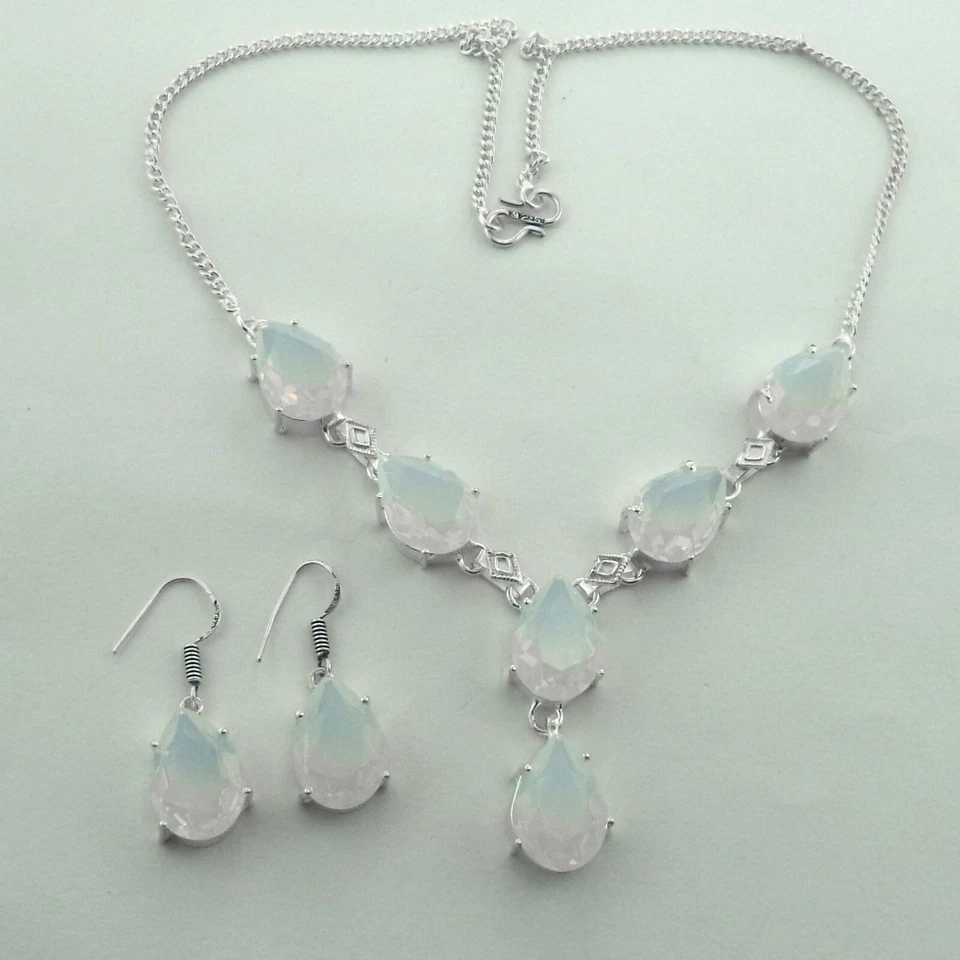 Collar de piedras preciosas de cuarzo Hydro Rose hecho a mano collar de joyería tamaño 18 pulgadas Foto 3 de 4