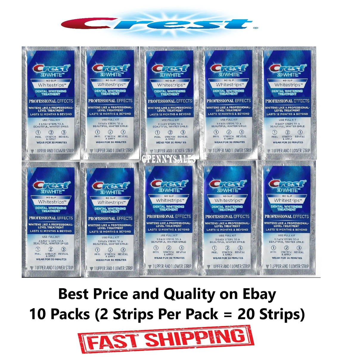 Crest 3D White No-Slip Professional Effect Whitestrip Teeth