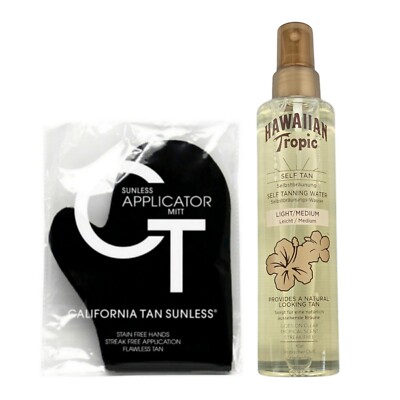 Hawaiian Tropic/Self Tanning Water''Medium'' 190ml&CT Sunless Applicator Handschuh