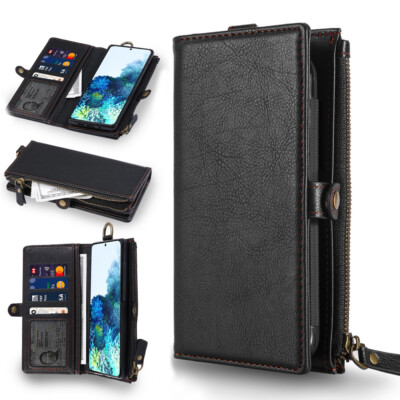 Rugged Leather with Detachable Hard Case Wallet Cover for Samsung Galaxy S20