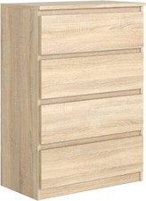 Commode chêne-Sonoma Mat avec 4 tiroirs 70 cm, Meuble Rangement Chambre Adulte