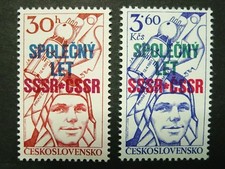Czechoslovakia, Joint Space Flight, Soviet Yuri Gagarin, Scott 2159-60,  MNH
