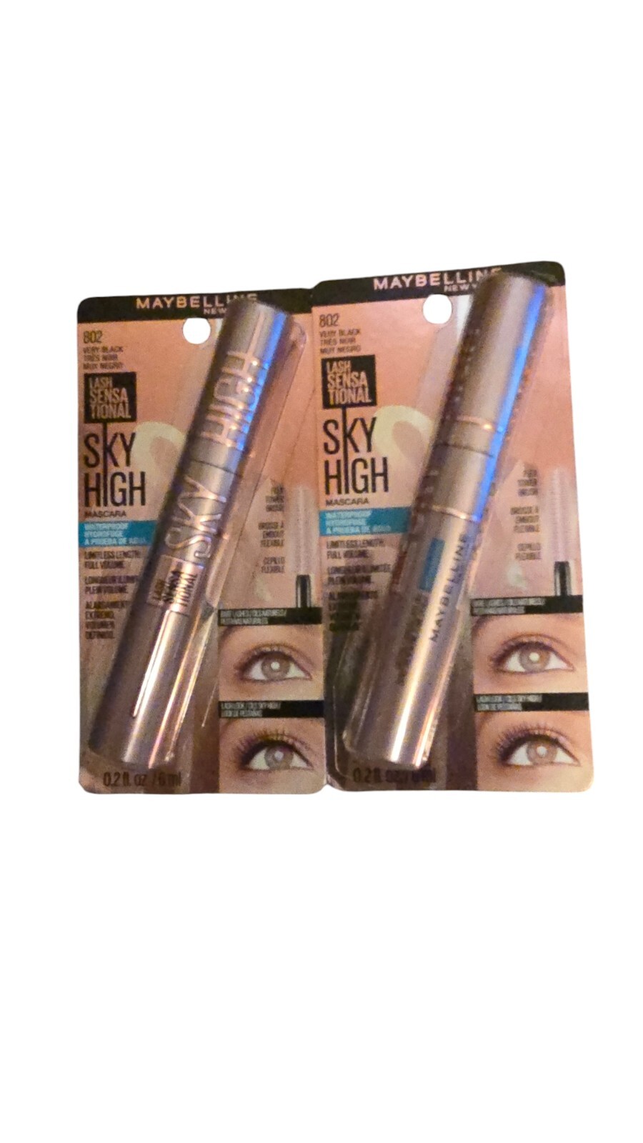 2 Pack Maybelline 802 Lash Sensational Mascara Sky High Very Black