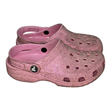 Crocs Pink Glitter Classic Clogs Slip on Girl's 1