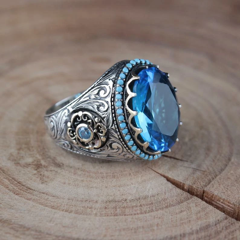 Opal and hotsell blue topaz ring