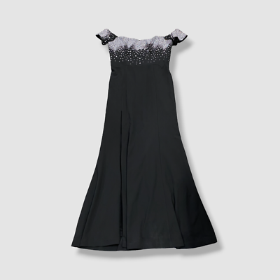 Dress the Population Black Label Logan Rhinestone Off-Shoulder Gown BLACK-SILVER Dress the Population Black Label Logan Rhinestone Off-Shoulder Gown BLACK-SILVER