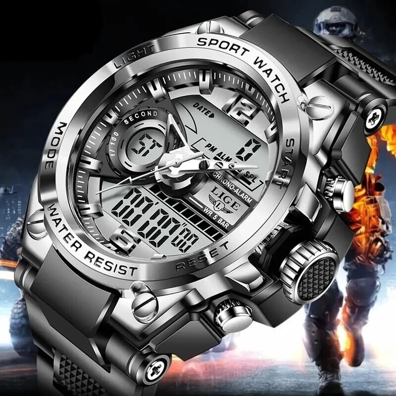 Trend Chronograph Numerical Date Sport Waterproof Luxury Men's Quartz Watch-image