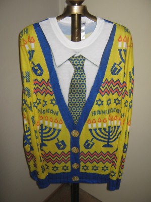 Faux Real HANUKKAH Sweater/Look Xmas Cardigan Long Sleeve
