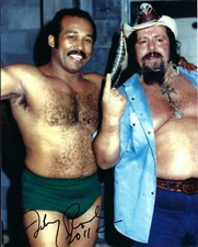 JOHNNY RODZ 8X10 SIGNED PHOTO WRESTLING PICTURE AUTOGRAPHED WITH LOU CAPT ALBANO