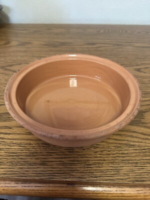 Vintage ~ Clay Pottery Glazed Interior Stoneware Round Baking Dish ~ 8'' x 2''